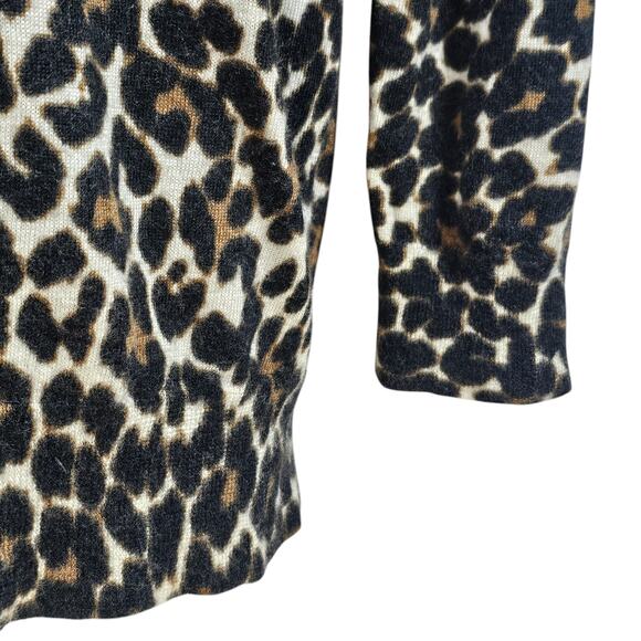 J. Crew 100% Merino Wool Crewneck Pullover Sweater Leopard Print Women's Small - Picture 4 of 10